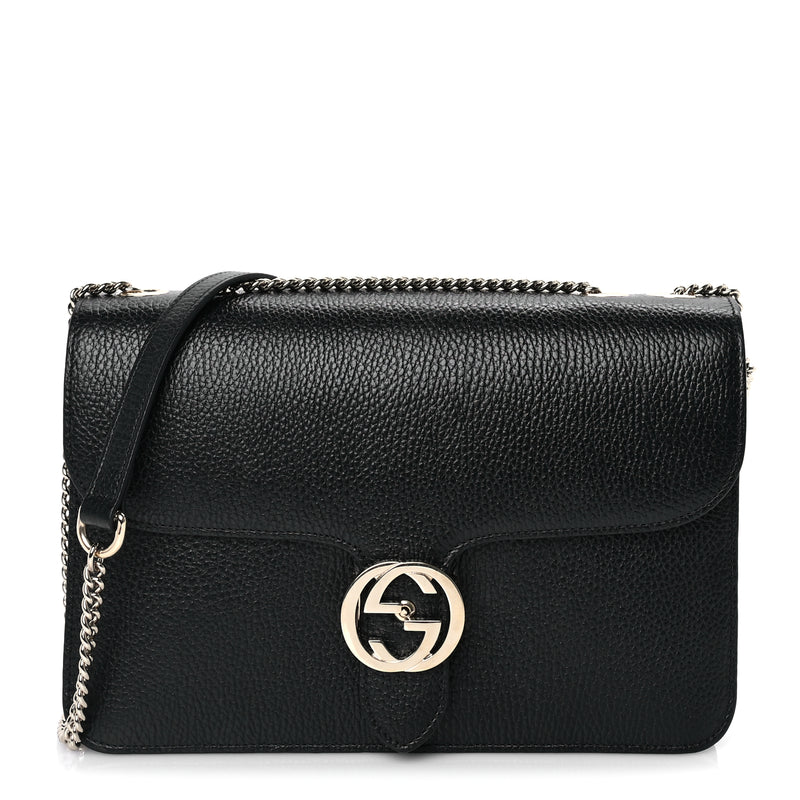  Gucci Dollar Calfskin Interlocking G Shoulder Bag Black