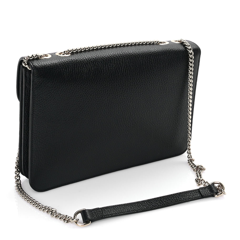 Gucci Dollar Calfskin Interlocking G Shoulder Bag Black Image 2
