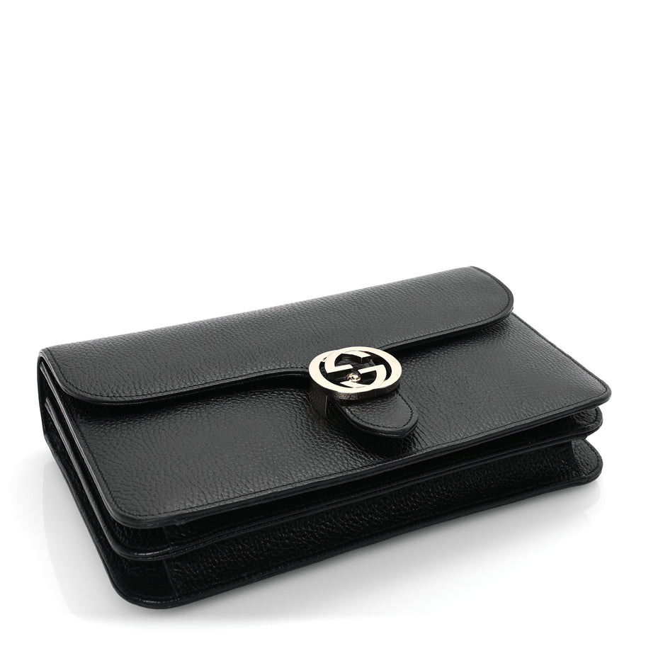 Gucci Dollar Calfskin Interlocking G Shoulder Bag Black Image 3