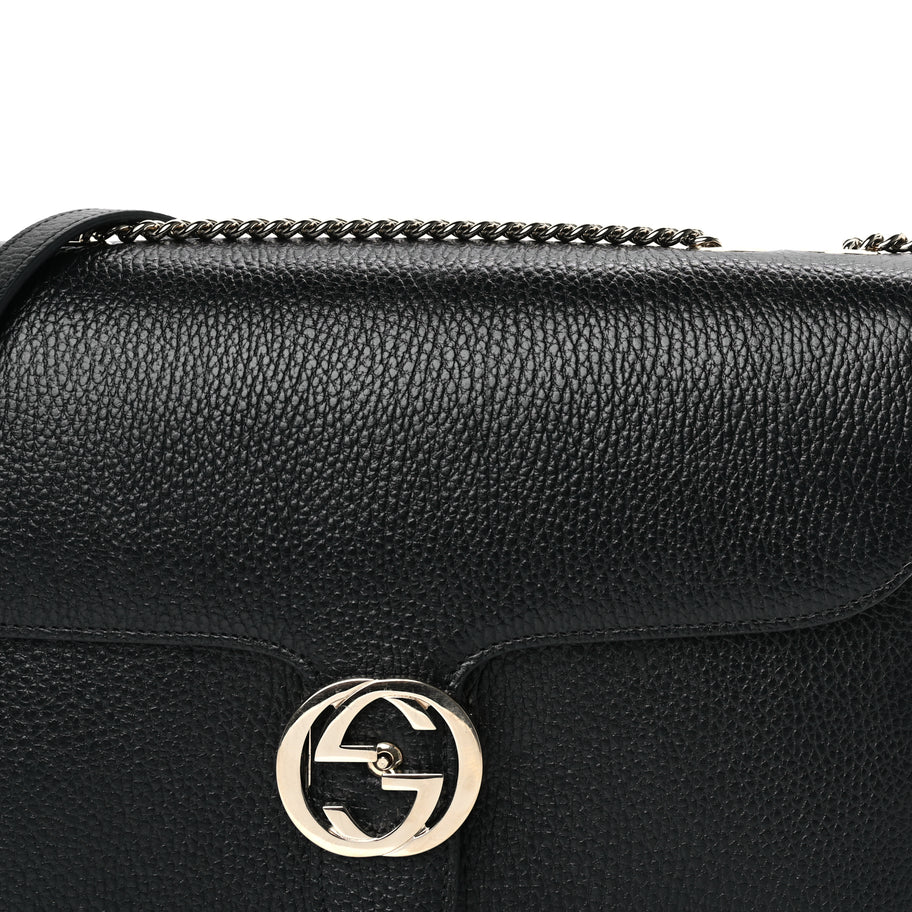 Gucci Dollar Calfskin Interlocking G Shoulder Bag Black Image 6