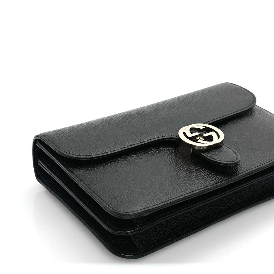 Gucci Dollar Calfskin Interlocking G Shoulder Bag Black Image 7