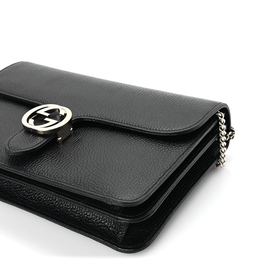 Gucci Dollar Calfskin Interlocking G Shoulder Bag Black Image 8