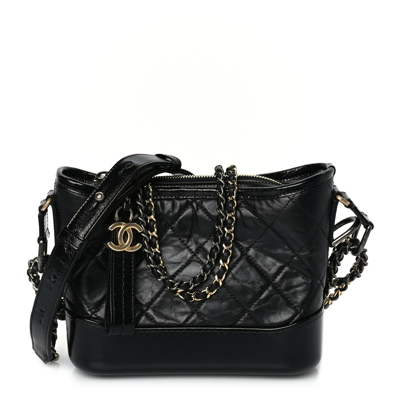  Chanel Aged Calfskin Chevron Quilted Small Gabrielle Hobo