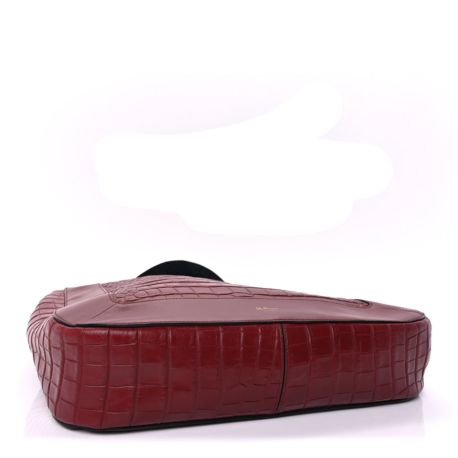 Mulberry Crocodile Embossed Calfskin Marloes Hobo Burgundy Image 3