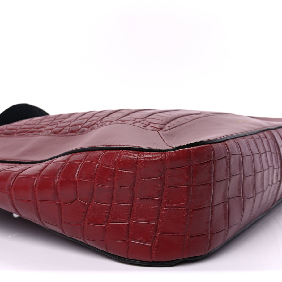 Mulberry Crocodile Embossed Calfskin Marloes Hobo Burgundy Image 7