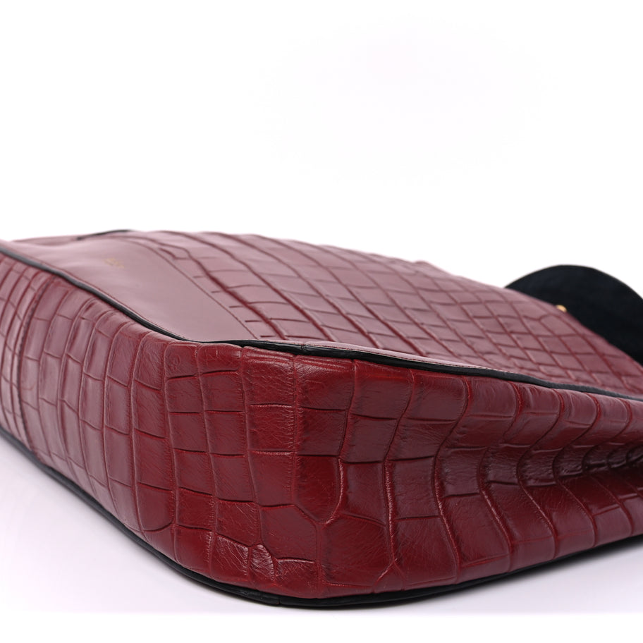 Mulberry Crocodile Embossed Calfskin Marloes Hobo Burgundy Image 8