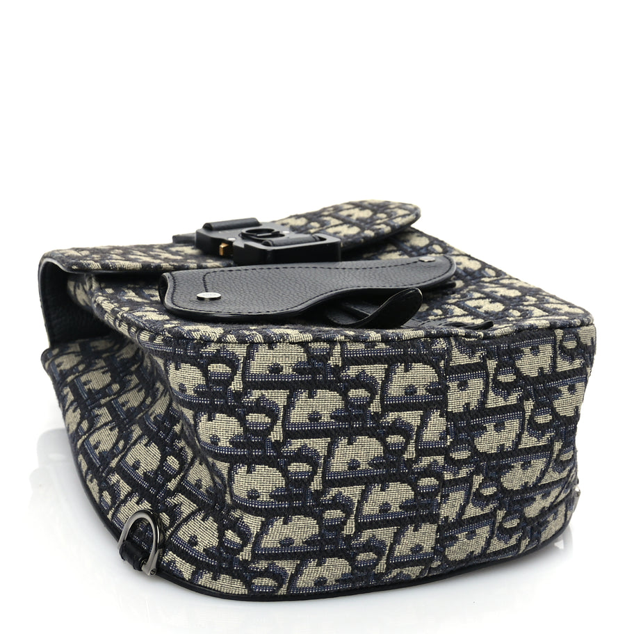 Christian Dior Grained Calfskin Oblique Mini Gallop Sling Bag Blue Black Image 3