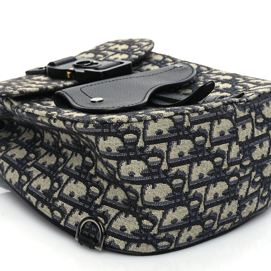 Christian Dior Grained Calfskin Oblique Mini Gallop Sling Bag Blue Black Image 7