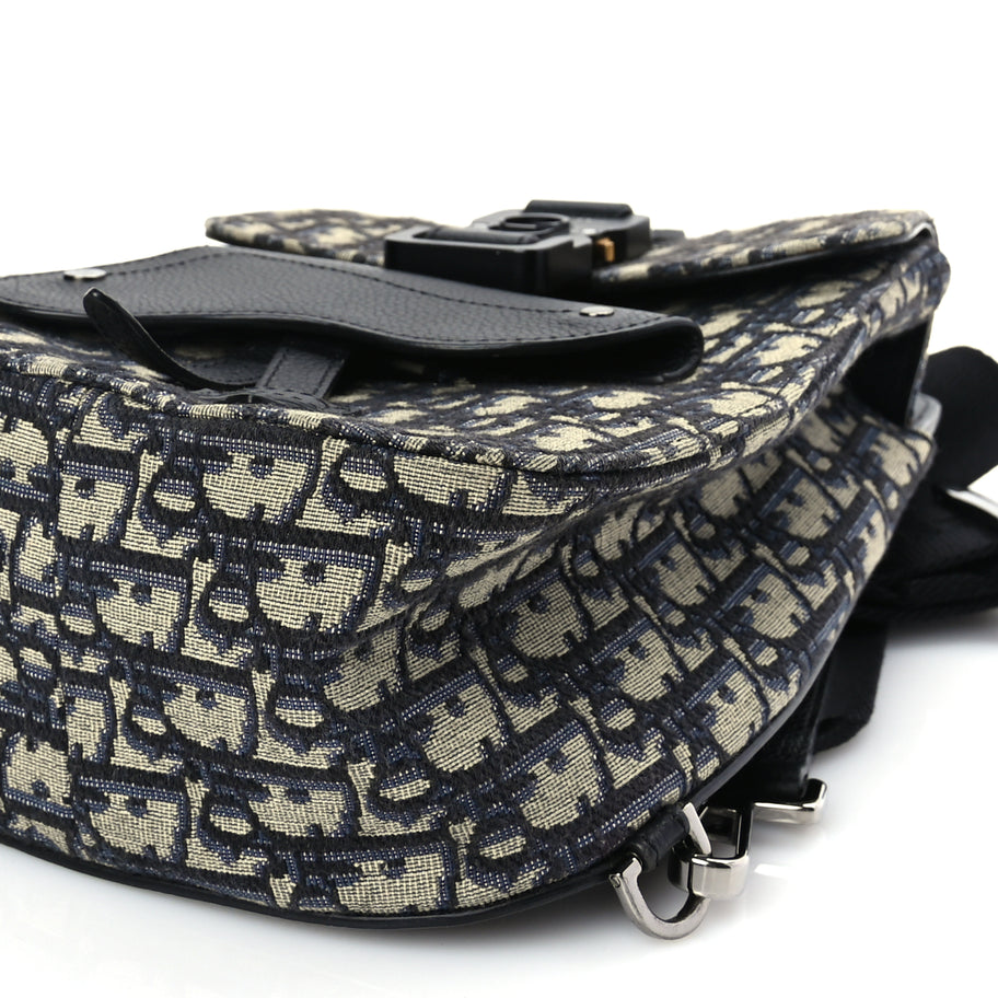 Christian Dior Grained Calfskin Oblique Mini Gallop Sling Bag Blue Black Image 8