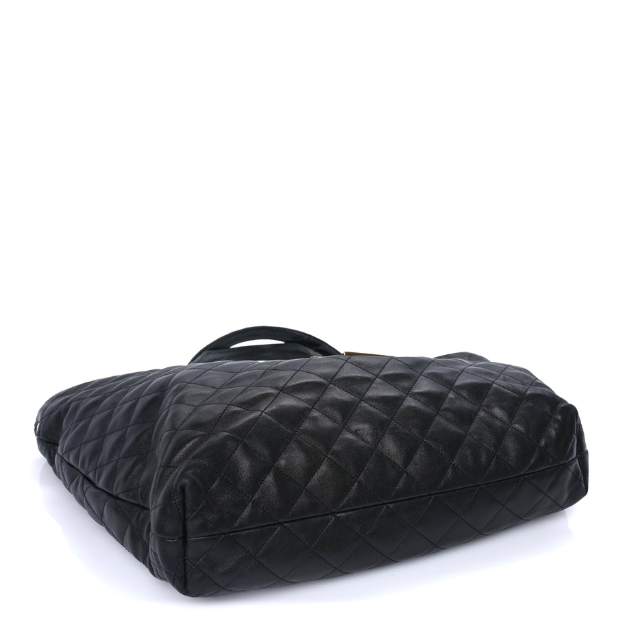 Saint Laurent Lambskin Quilted Maxi Icare Shopping Tote Black Image 4