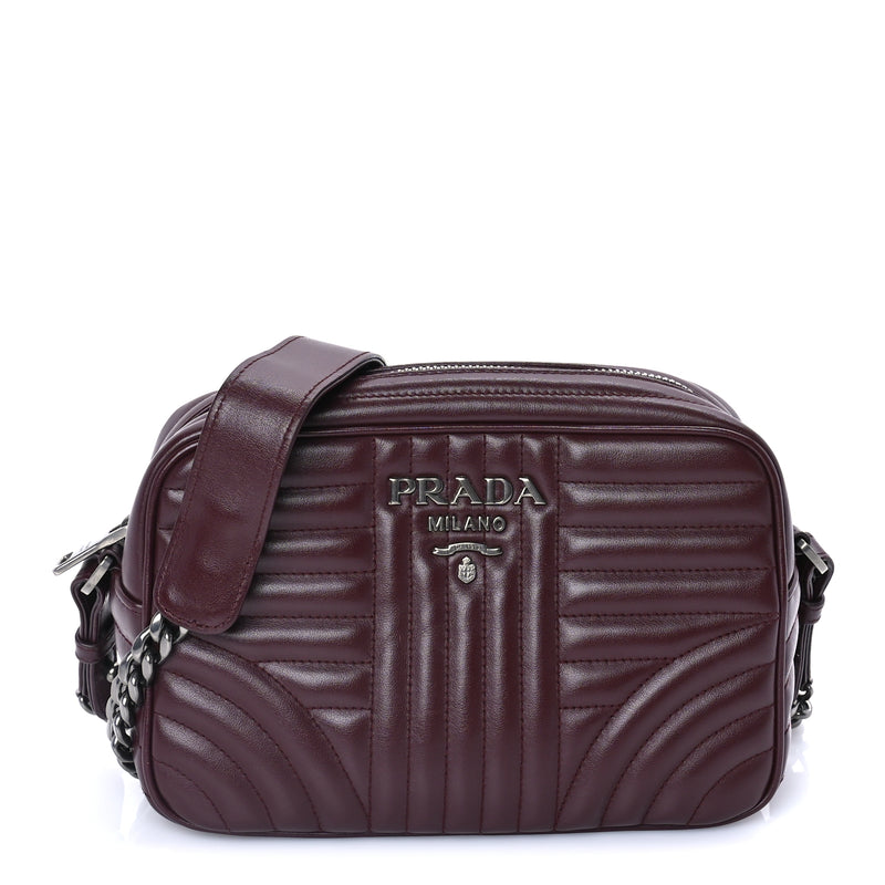  Prada Soft Calfskin Impunture Diagramme Camera Bag  Granato