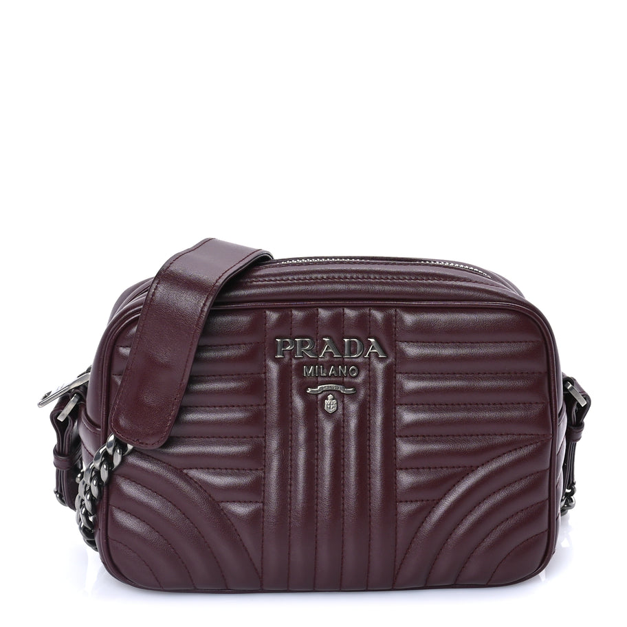 Prada Soft Calfskin Impunture Diagramme Camera Bag  Granato Image 1