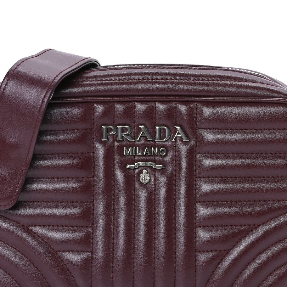Prada Soft Calfskin Impunture Diagramme Camera Bag  Granato Image 6