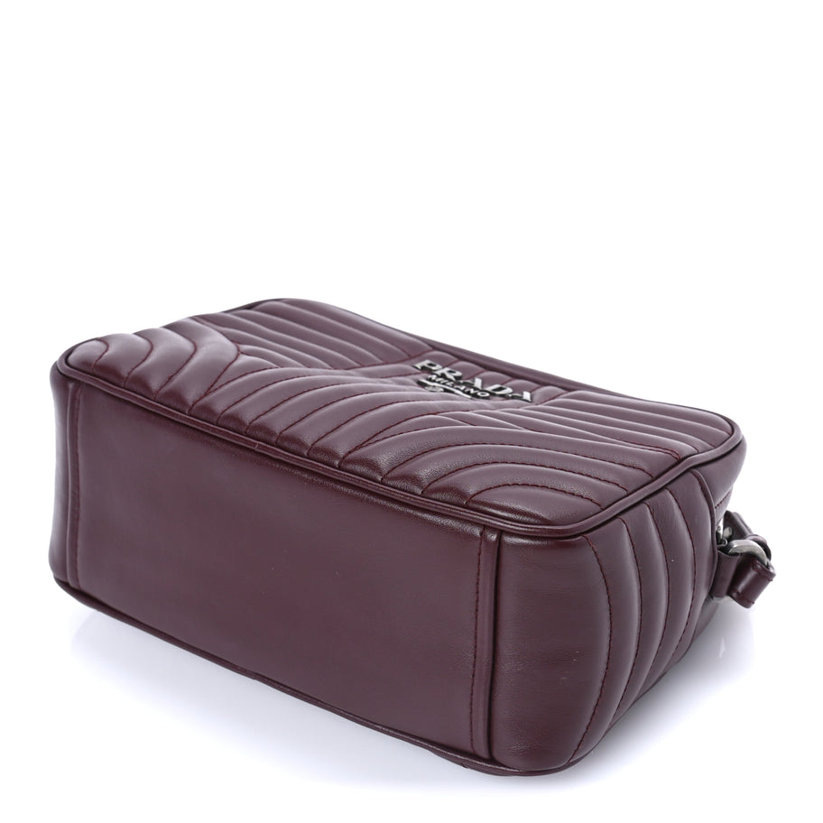 Prada Soft Calfskin Impunture Diagramme Camera Bag  Granato Image 8