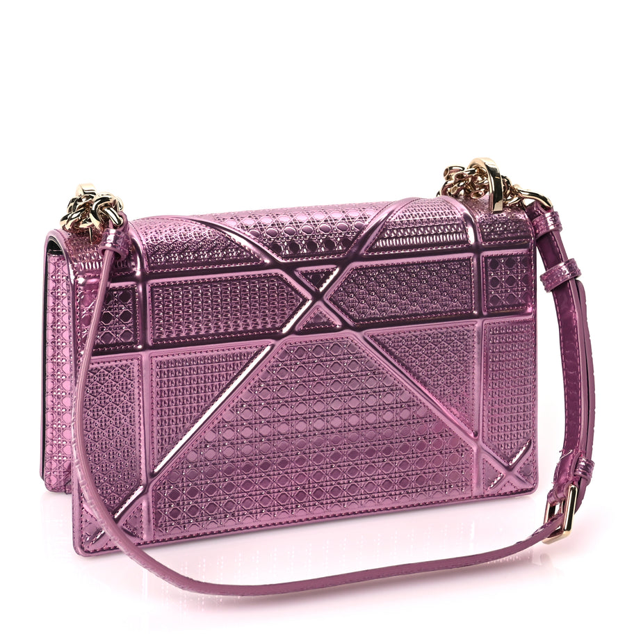 Christian Dior Metallic Patent Micro-Cannage Small Diorama Flap Bag Hyper Pink Image 2