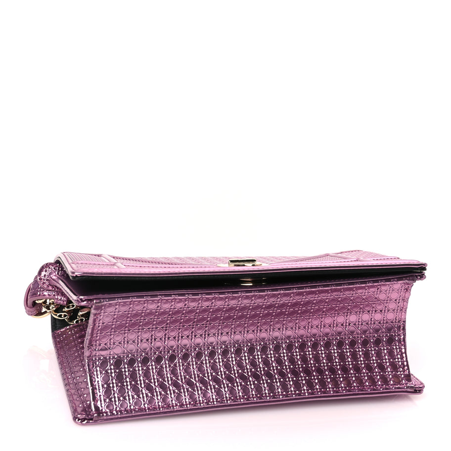Christian Dior Metallic Patent Micro-Cannage Small Diorama Flap Bag Hyper Pink Image 3