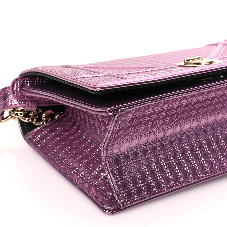 Christian Dior Metallic Patent Micro-Cannage Small Diorama Flap Bag Hyper Pink Image 7