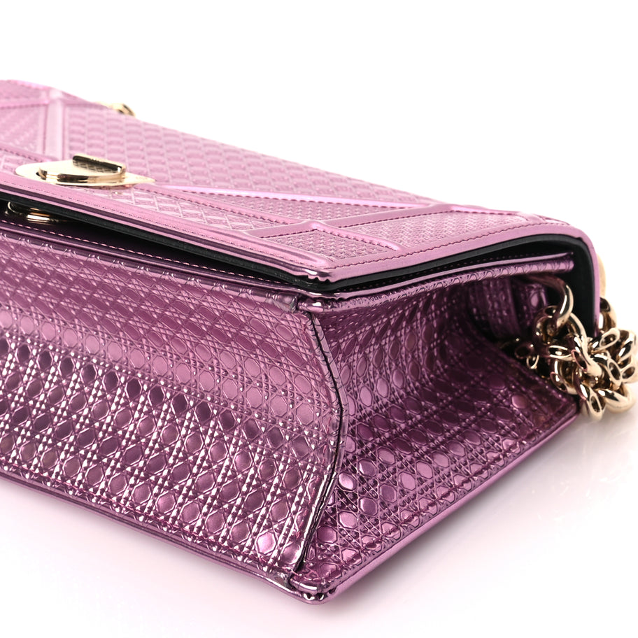 Christian Dior Metallic Patent Micro-Cannage Small Diorama Flap Bag Hyper Pink Image 8