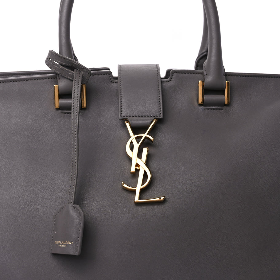 Saint Laurent Smooth Calfskin Medium Monogram Cabas Fog Image 3