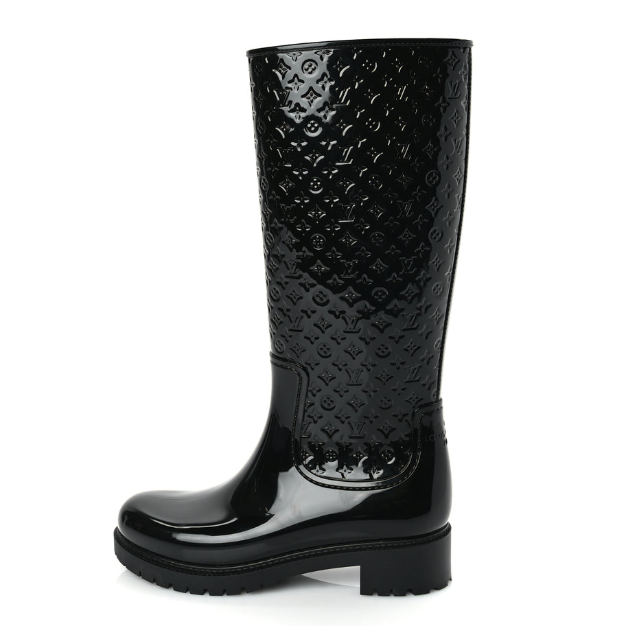 Louis Vuitton Rubber Embossed Monogram Splash Rain Boots 38 Black Monogram Image 1