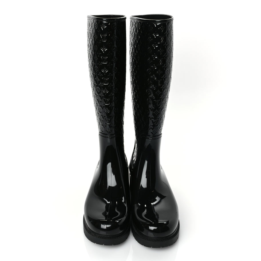 Louis Vuitton Rubber Embossed Monogram Splash Rain Boots 38 Black Monogram Image 3