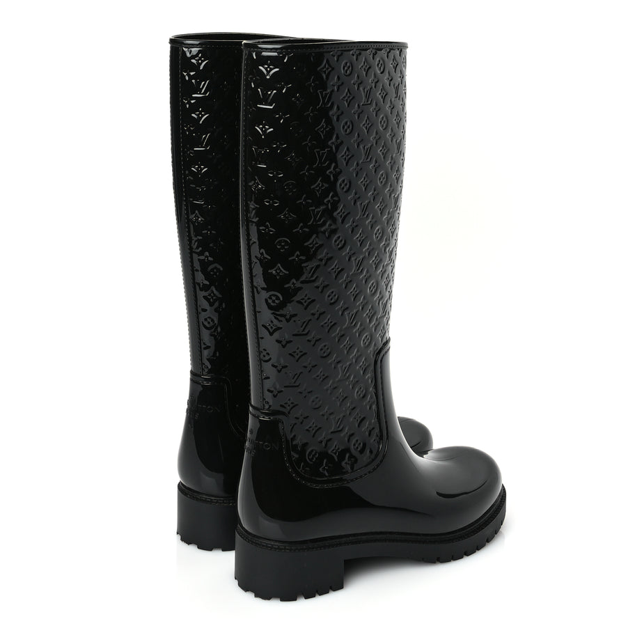 Louis Vuitton Rubber Embossed Monogram Splash Rain Boots 38 Black Monogram Image 4