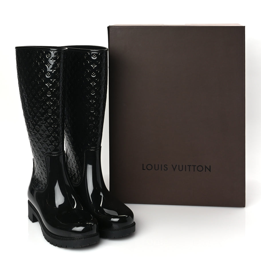 Louis Vuitton Rubber Embossed Monogram Splash Rain Boots 38 Black Monogram Image 7