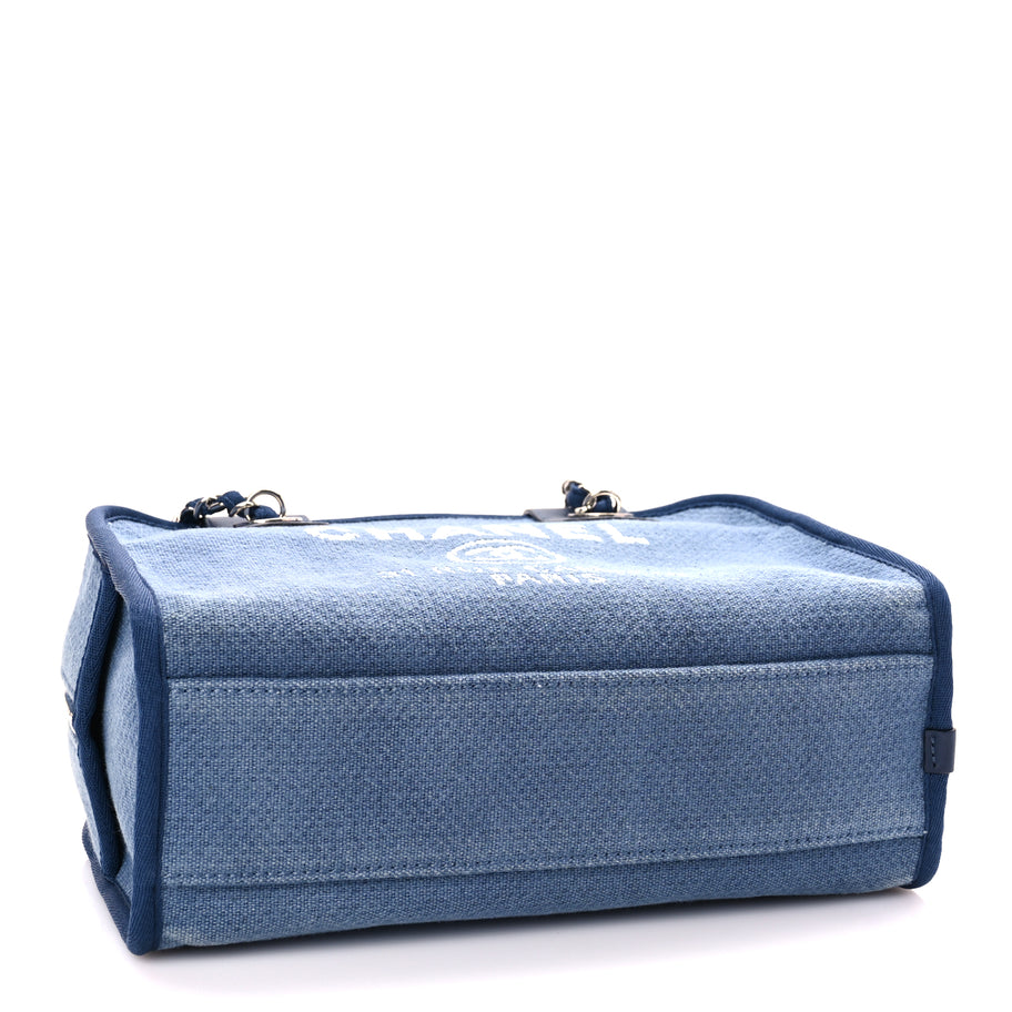 Chanel Canvas Deauville Small Bowling Bag Blue Image 3