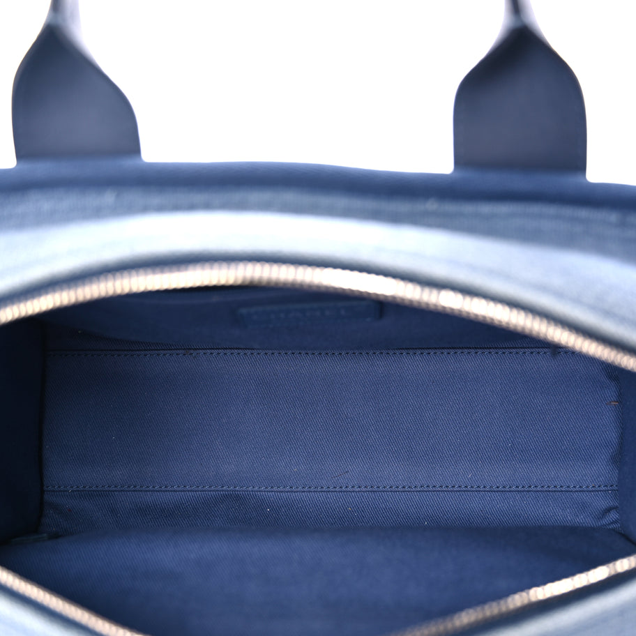 Chanel Canvas Deauville Small Bowling Bag Blue Image 4