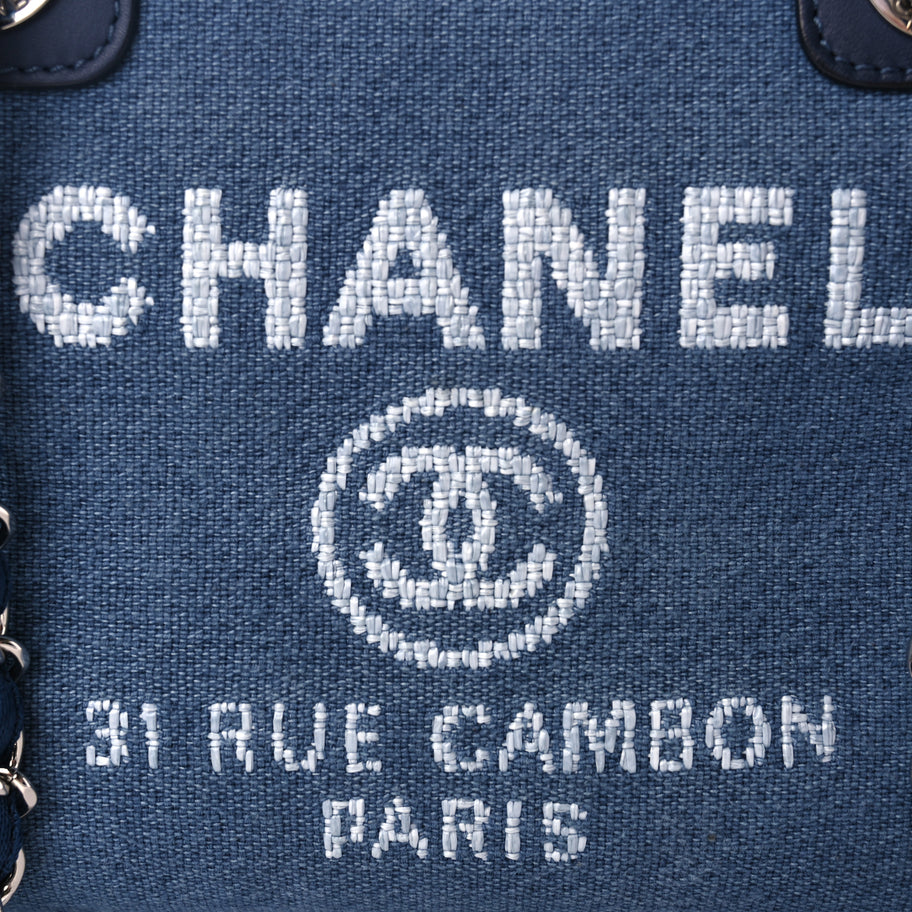 Chanel Canvas Deauville Small Bowling Bag Blue Image 7
