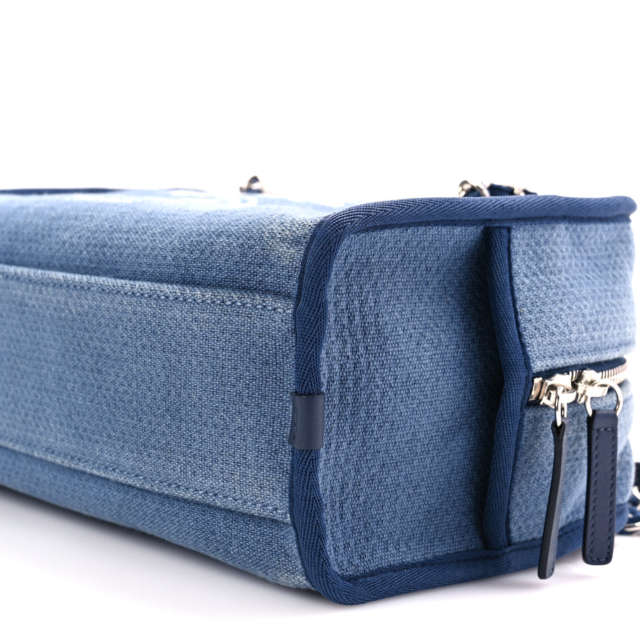 Chanel Canvas Deauville Small Bowling Bag Blue Image 9