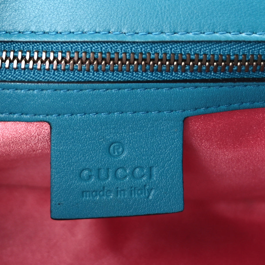 Gucci Velvet Matelasse Small GG Marmont Shoulder Bag  Pavone Cyan Image 5