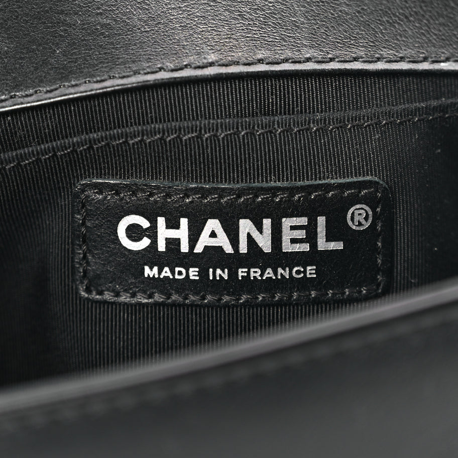 Chanel Goatskin Quilted Medium Boy Top Handle Flap Black Image 5