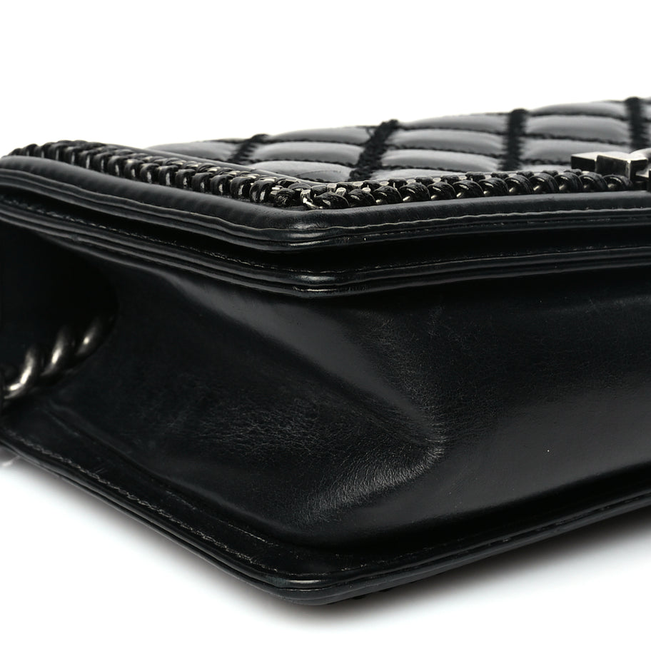 Chanel Goatskin Quilted Medium Boy Top Handle Flap Black Image 8