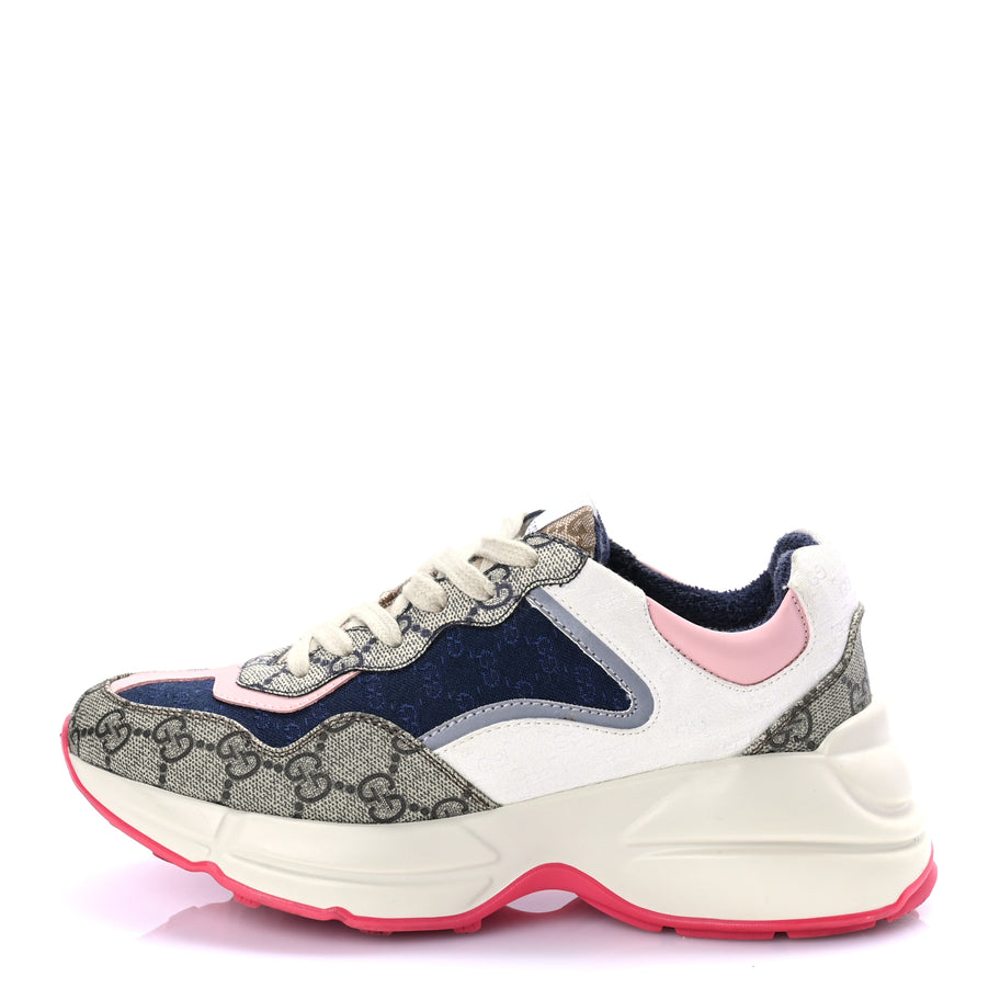 Gucci GG Supreme Monogram Mix Monogram Womens Rhyton Sneakers London Blue Beige Pale Pink Image 1