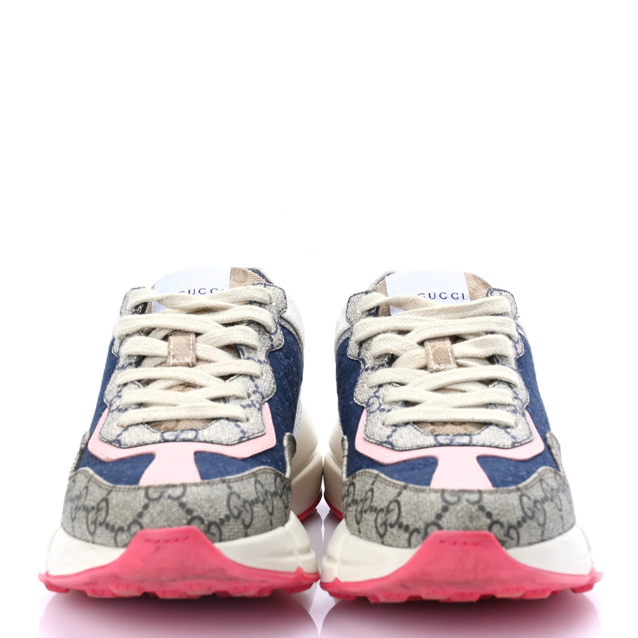 Gucci GG Supreme Monogram Mix Monogram Womens Rhyton Sneakers London Blue Beige Pale Pink Image 2
