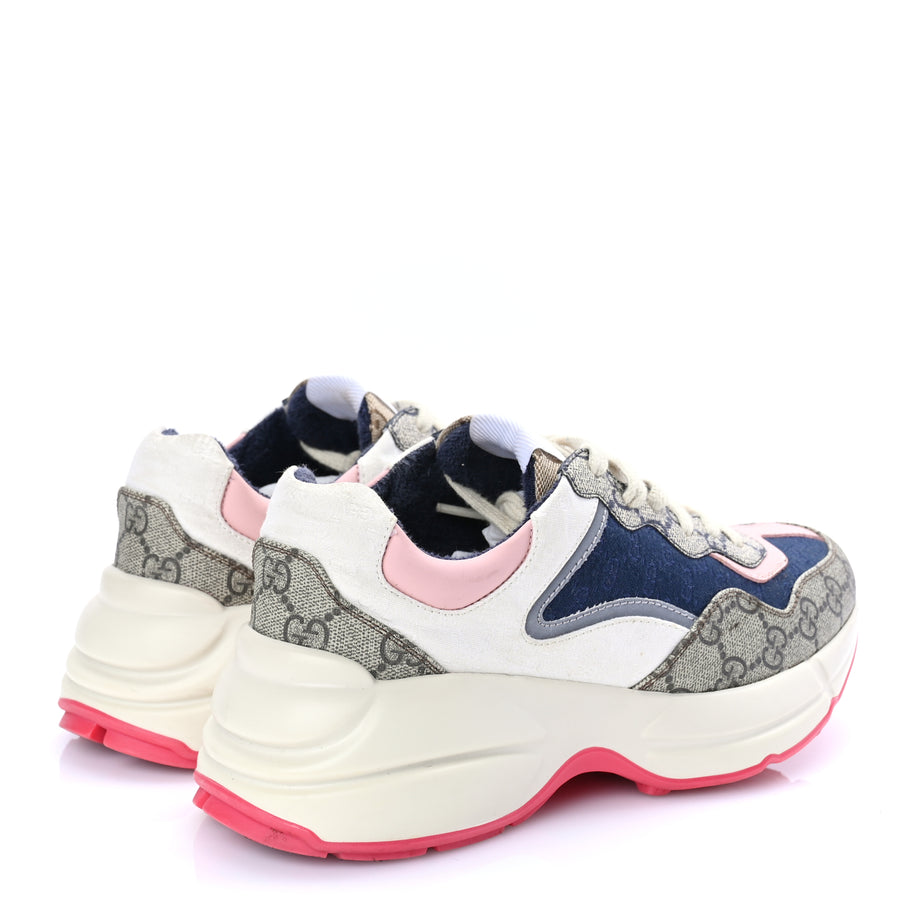 Gucci GG Supreme Monogram Mix Monogram Womens Rhyton Sneakers London Blue Beige Pale Pink Image 5