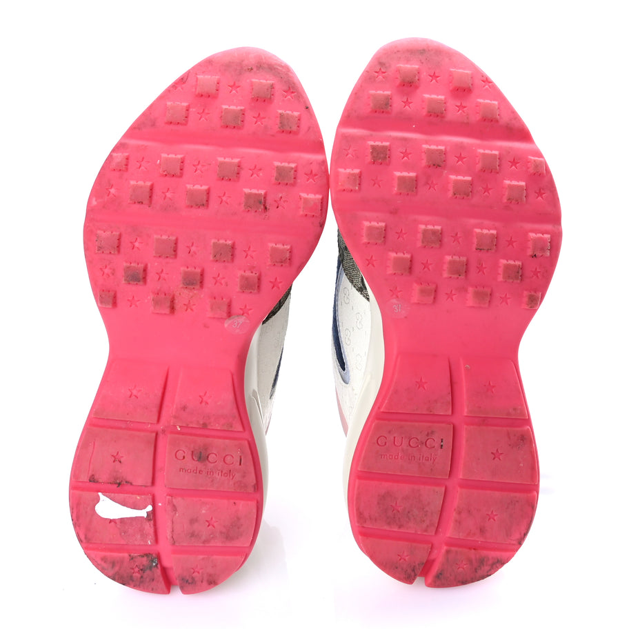 Gucci GG Supreme Monogram Mix Monogram Womens Rhyton Sneakers London Blue Beige Pale Pink Image 7