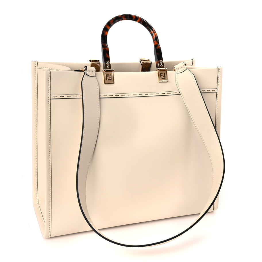 Fendi Vitello King Plexiglass Medium Fendi Sunshine Shopper Tote White Ice Image 2