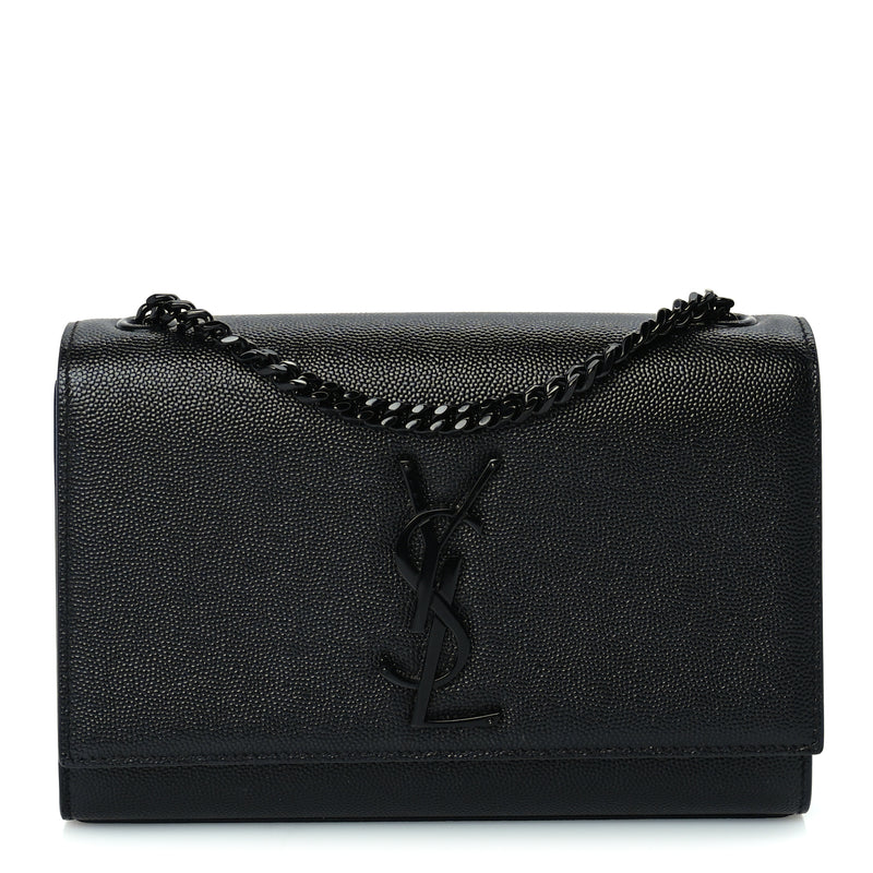  Saint Laurent Grain De Poudre Small Monogram Monochrome Kate Satchel  Black
