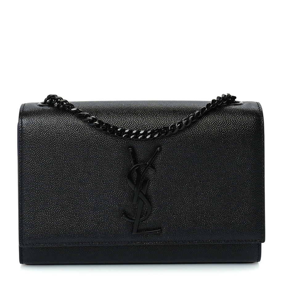 Saint Laurent Grain De Poudre Small Monogram Monochrome Kate Satchel  Black Image 1