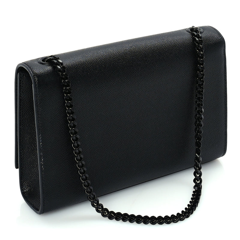  Saint Laurent Grain De Poudre Small Monogram Monochrome Kate Satchel  Black