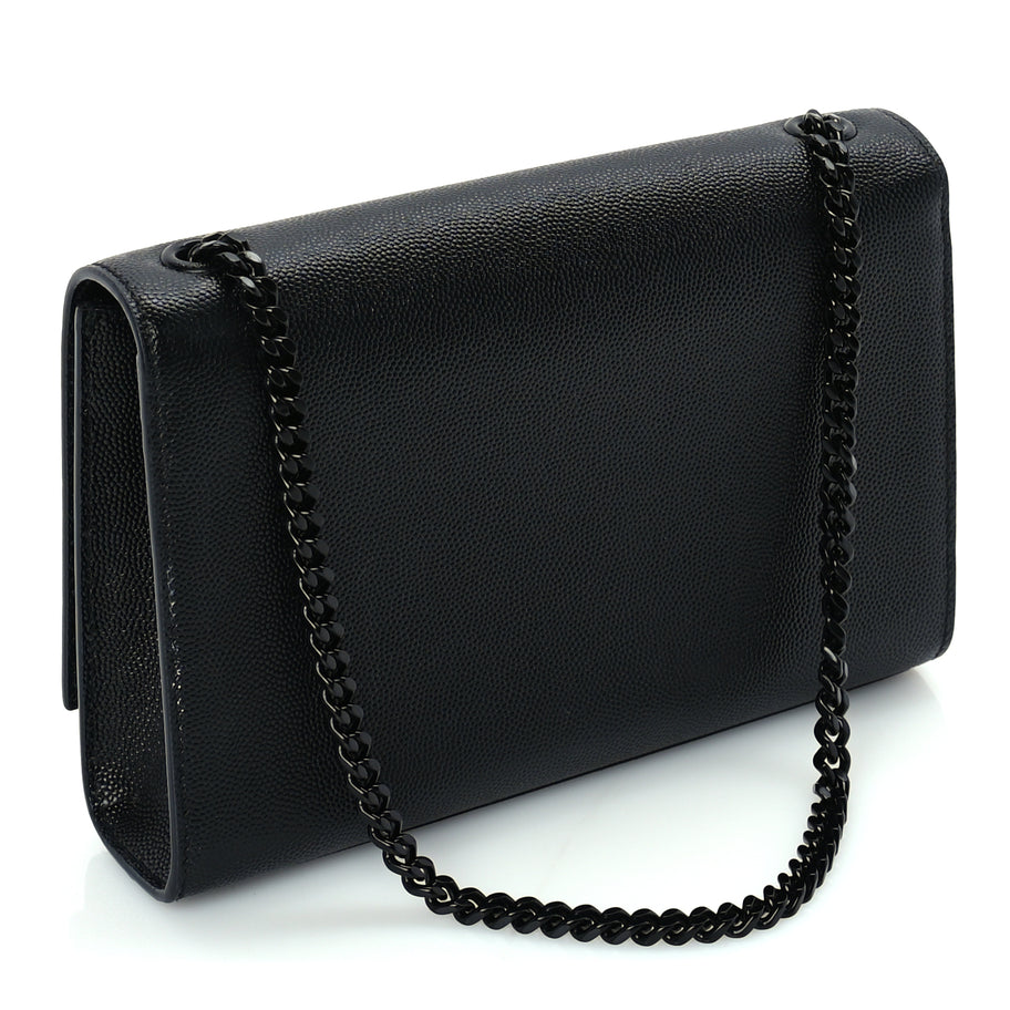 Saint Laurent Grain De Poudre Small Monogram Monochrome Kate Satchel  Black Image 2