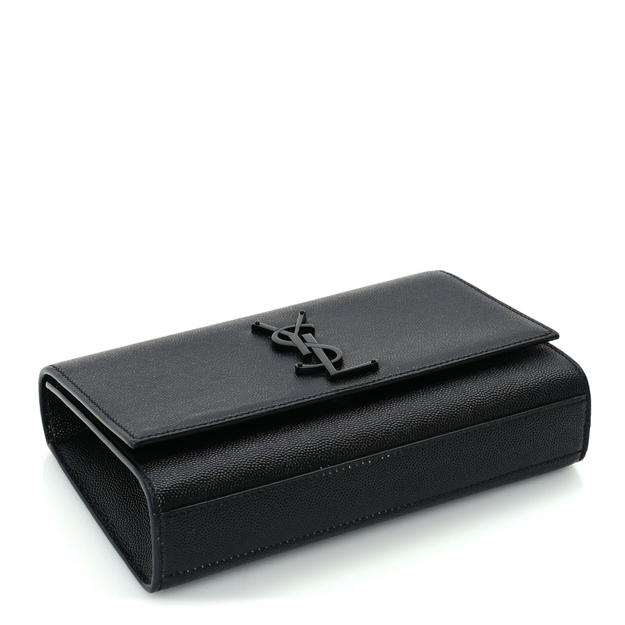 Saint Laurent Grain De Poudre Small Monogram Monochrome Kate Satchel  Black Image 3
