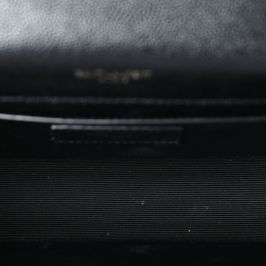 Saint Laurent Grain De Poudre Small Monogram Monochrome Kate Satchel  Black Image 4
