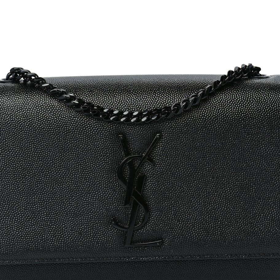 Saint Laurent Grain De Poudre Small Monogram Monochrome Kate Satchel  Black Image 6