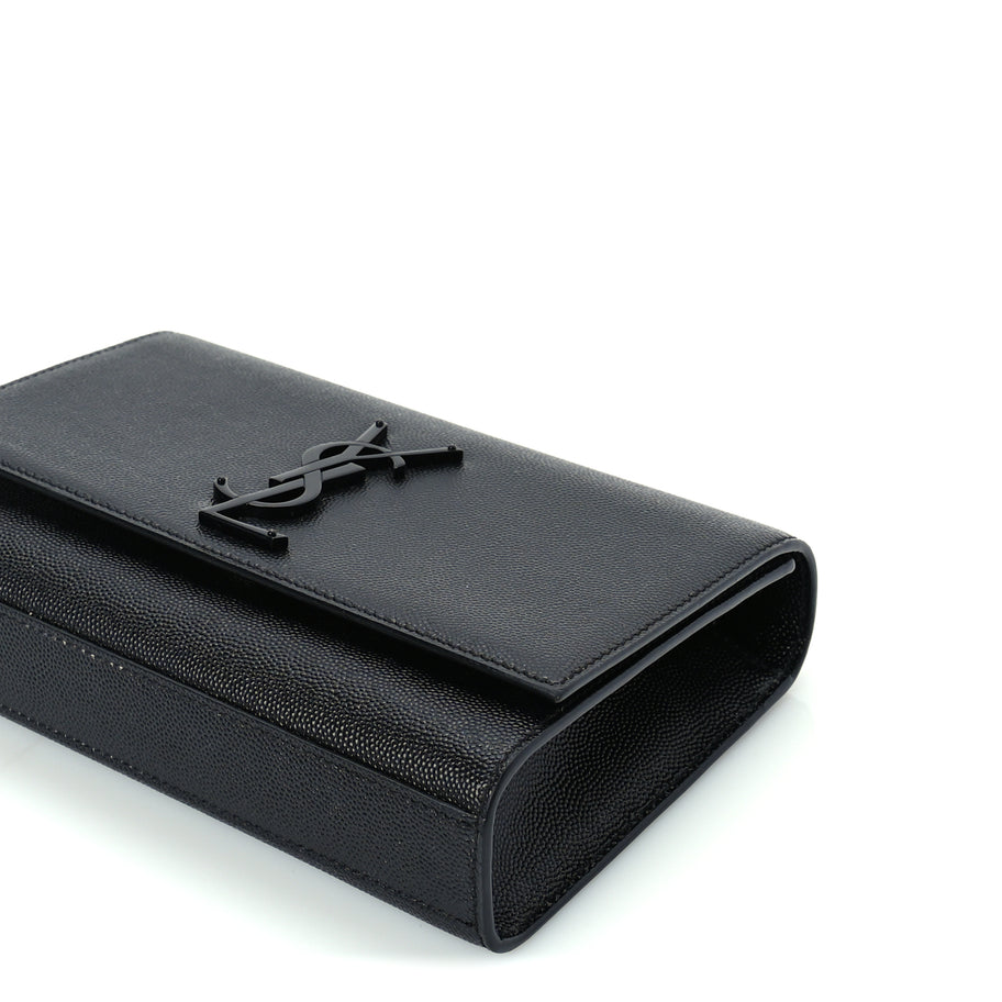 Saint Laurent Grain De Poudre Small Monogram Monochrome Kate Satchel  Black Image 8
