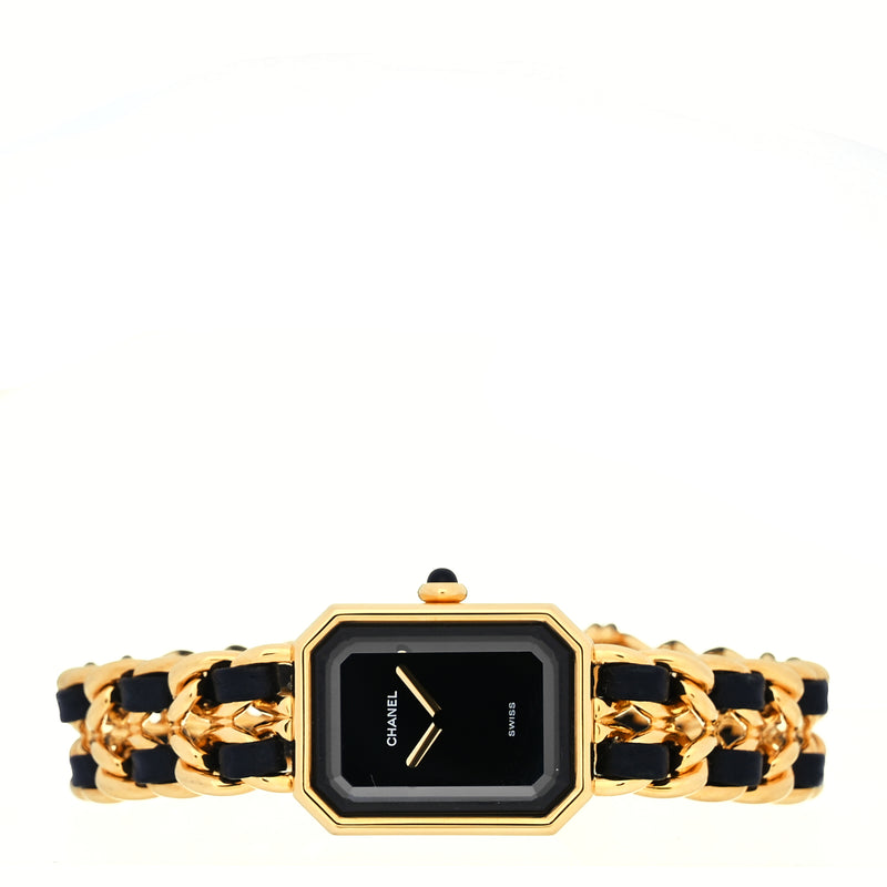  Chanel Stainless Steel Lambskin 20mm Chain Premiere Quartz Watch Gold L