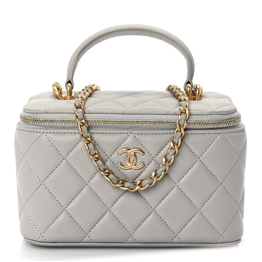 Chanel Lambskin Quilted Small Top Handle Vanity Case With Chain Image 1