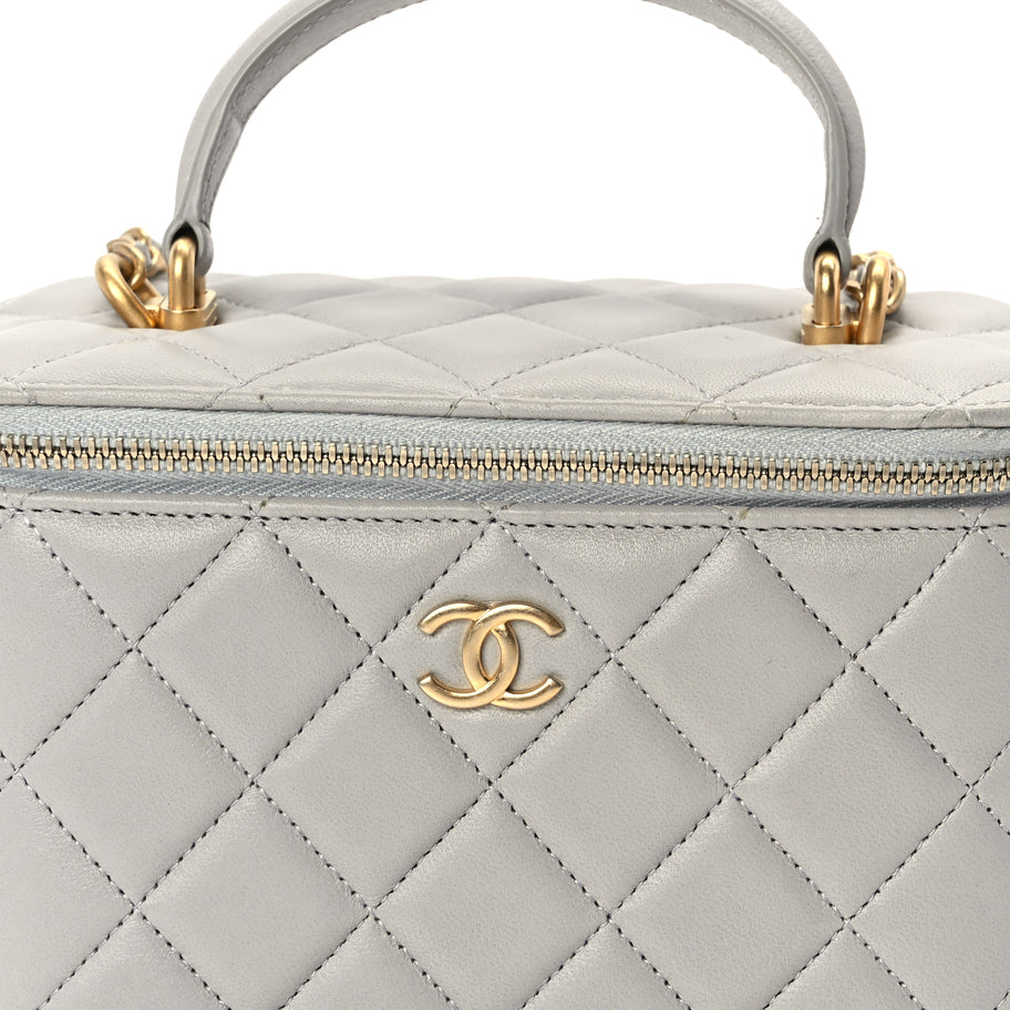 Chanel Lambskin Quilted Small Top Handle Vanity Case With Chain Image 7